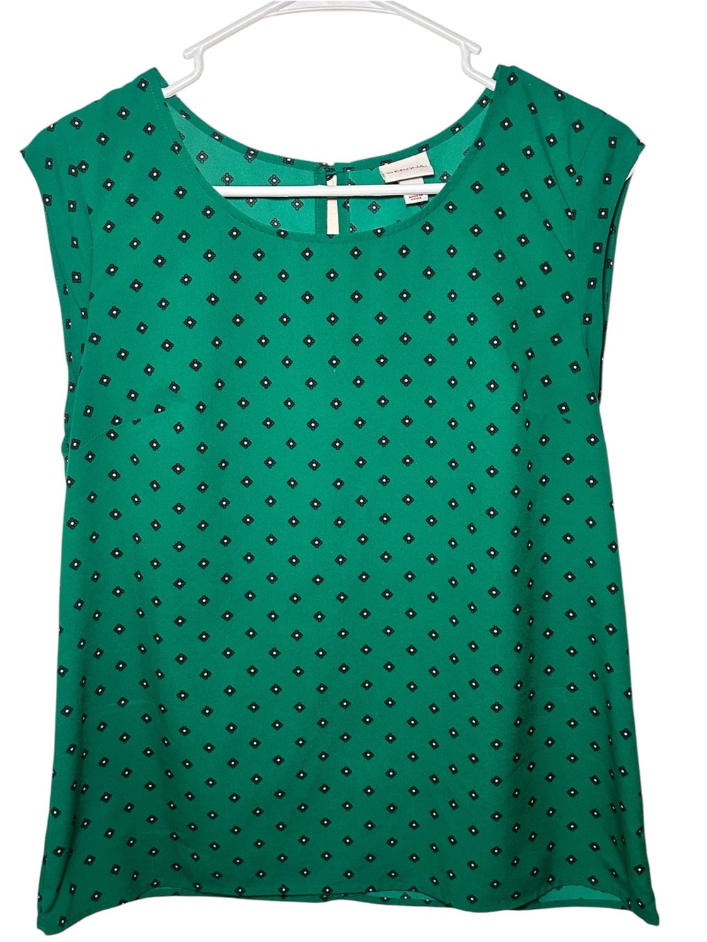 Merona Green Cap-Sleeve Polka Dot Blouse Medium Light Relaxed Fall Casual Office